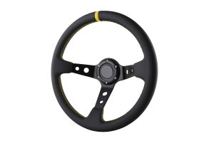 Sport Steering Wheel ProTrack Black Leather with Yellow Center Line