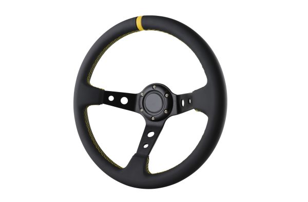 lmr Sport Steering Wheel ProTrack Black Leather with Yellow Center Line
