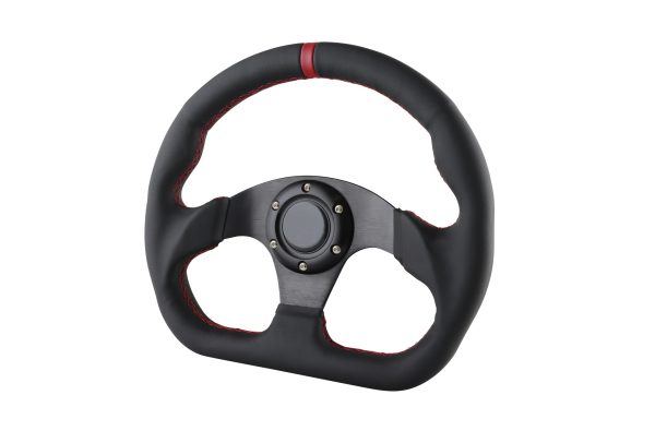 lmr Sport Steering Wheel StreetTune Black Leather with Red Center Line (Flat Bottom)