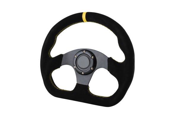 lmr Sport Steering Wheel StreetTune Black Mocca with Yellow Center Line (Flat Bottom)
