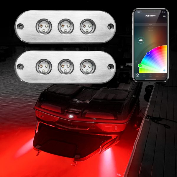 lmr XKGlow 2pc 27W RGB LED Underwater Light Kit for Boats