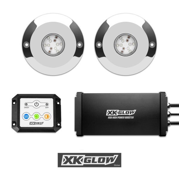lmr XKGlow 2st 48W RGB LED Undervattensbelysnings-Kit för Båtar (med 300W Booster)