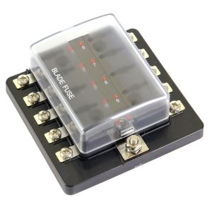 Säkringspanel / Säkringshållare / Säkringsbox 10 säkringar (bladsäkring) med LED