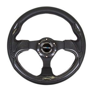 NRG Reinforced Steering Wheel- 320mm Sport Steering Wheel w/ Carbon Fiber Look Trim( 001CBL)