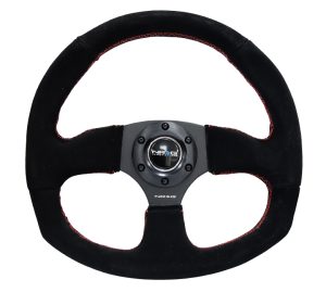 NRG Suede Leather Steering Wheel w/ RED stitch
