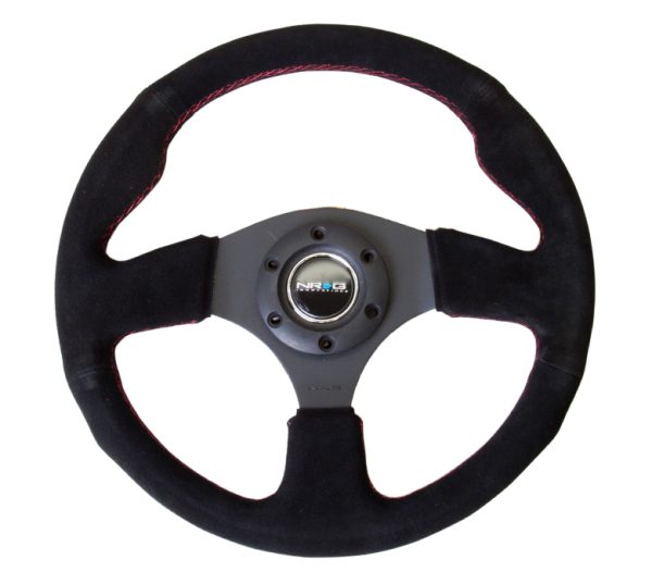 lmr NRG 320mm Sport Suede Steering Wheel w/ red stitch