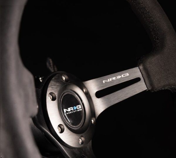 lmr NRG 350mm Sport Steering Wheel (3" Deep) Black Leather with Alcantara Stitching