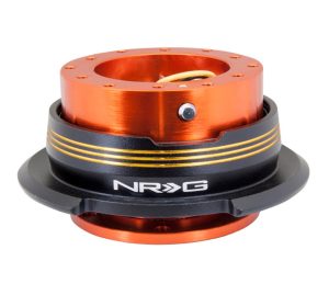 NRG Quick Release Kit Gen 2.9 Dual Stripe Edition – Orange Bas / Svart Ring med Kromad Guld  Horisontella Stripes