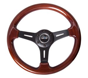NRG Wood Steering Wheel 330mm 3 spoke center in matte black
