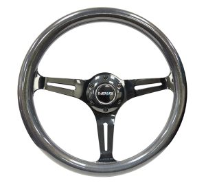 NRG Chameleon Wood Steering Wheel 350mm 3 Black spokes – pearlescent Paint Grip