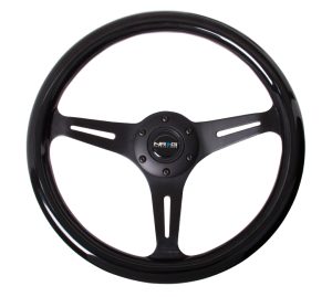 NRG Wood Steering Wheel 350mm 3 Black spokes – Black Paint Grip