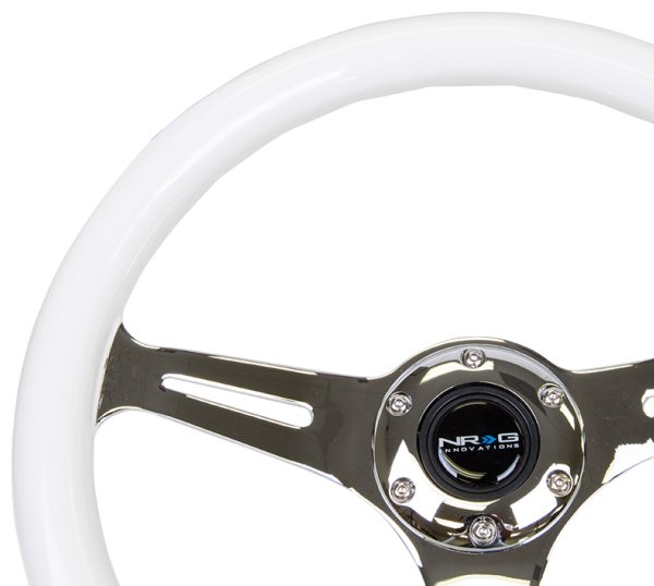 lmr NRG Wood Steering Wheel 350mm 3 chrome spokes - Glow-in-the-dark PURPLE Color