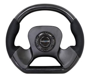 NRG CARBON FIBER STEERING WHEEL with leather accent 320mm CF CENTER PLATE two tone carbon