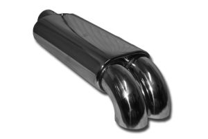 End Muffler 2.5″ with 2×2.5″ Bent Tips (Stainless Material)