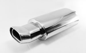 End Muffler 2.5″ with Oval Angled Tip (Stainless Material)