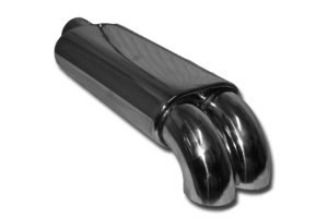 End Muffler 3.0″ with 2×2.5″ Bent Exhaust Tips (Stainless Material)