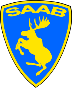 Decal 62x76mm Shield Saab Rising Moose Blue/Yellow