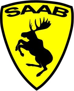 Decal 62x76mm Shield Saab Rising Moose Yellow/Black