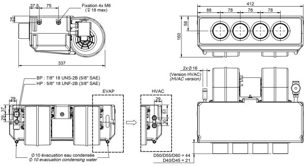 lmr 6.65kw Austral Performer HVAC Heater & Air Conditioning Unit 60mm 12v