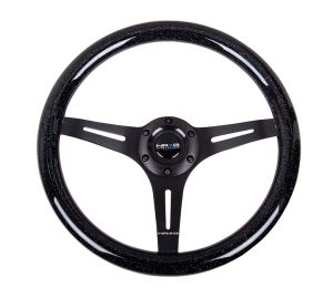 NRG Wood Steering Wheel 350mm 3 black spokes – Black Sparkled Color