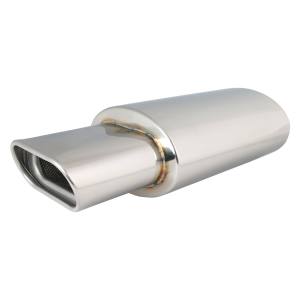 Exhaust Muffler High Gloss 3-inch IN / 3-inch OVAL OUT (Stainless)